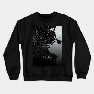 Dublin Ireland City Map dark Crewneck Sweatshirt